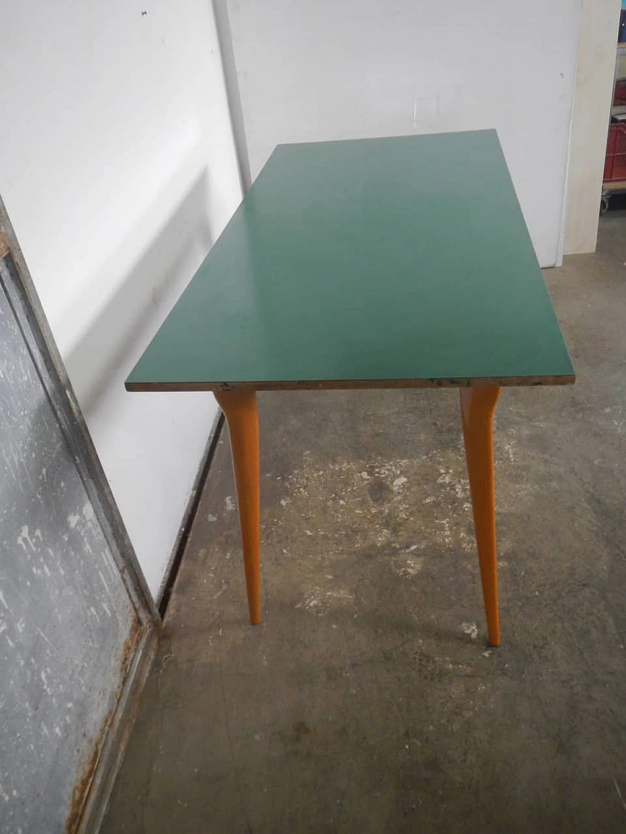 6 Chairs and table in beech, formica and leatherette in the style of Paolo Buffa, 1950s 3