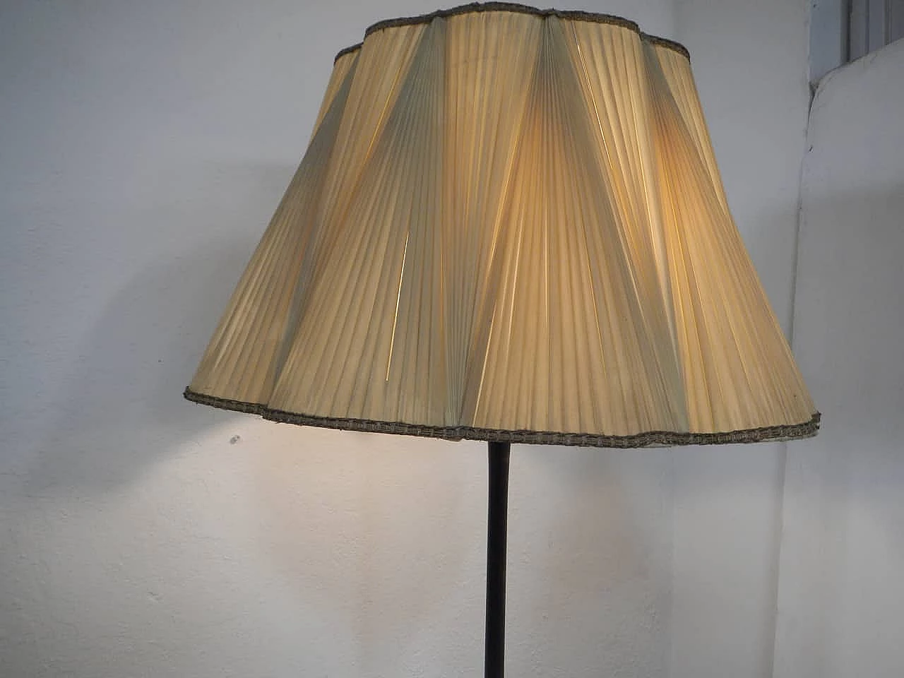 Metal floor lamp with pink marble base, 1940s 3