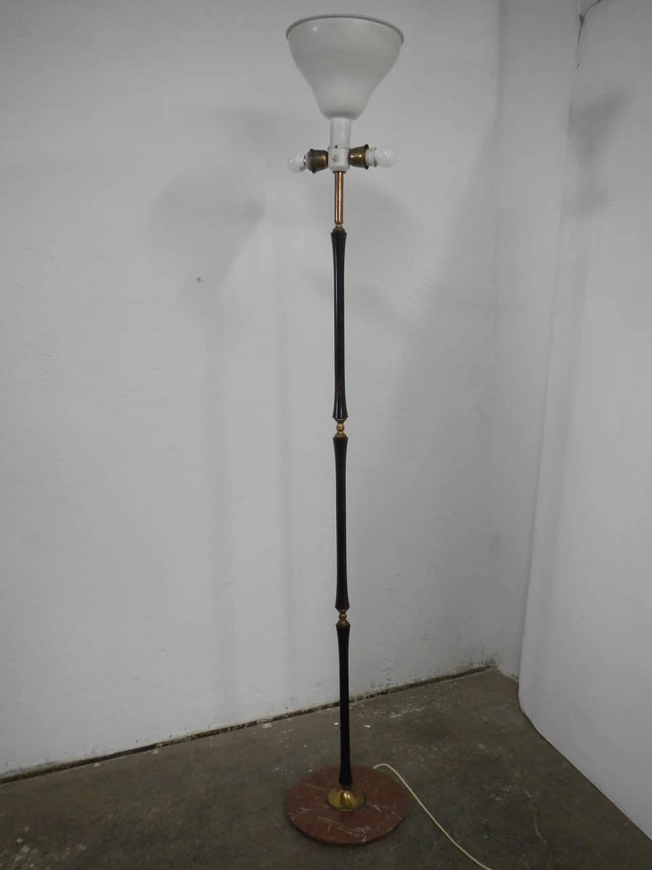 Metal floor lamp with pink marble base, 1940s 4