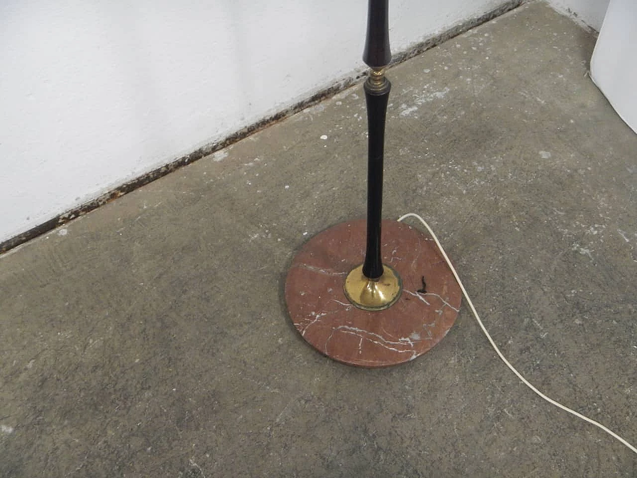 Metal floor lamp with pink marble base, 1940s 9