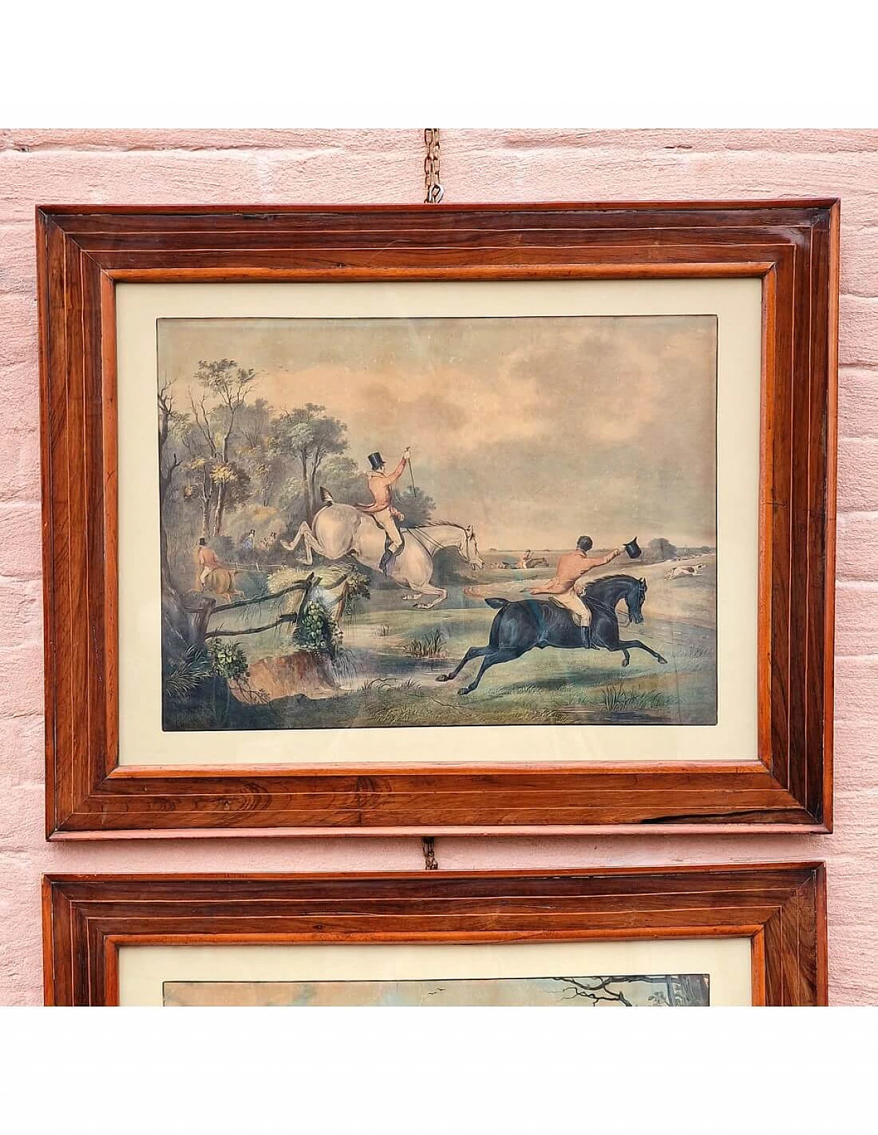 4 Incisioni ad acquatinta con caccia alla volpe di H. T. Alken, metà '800 1