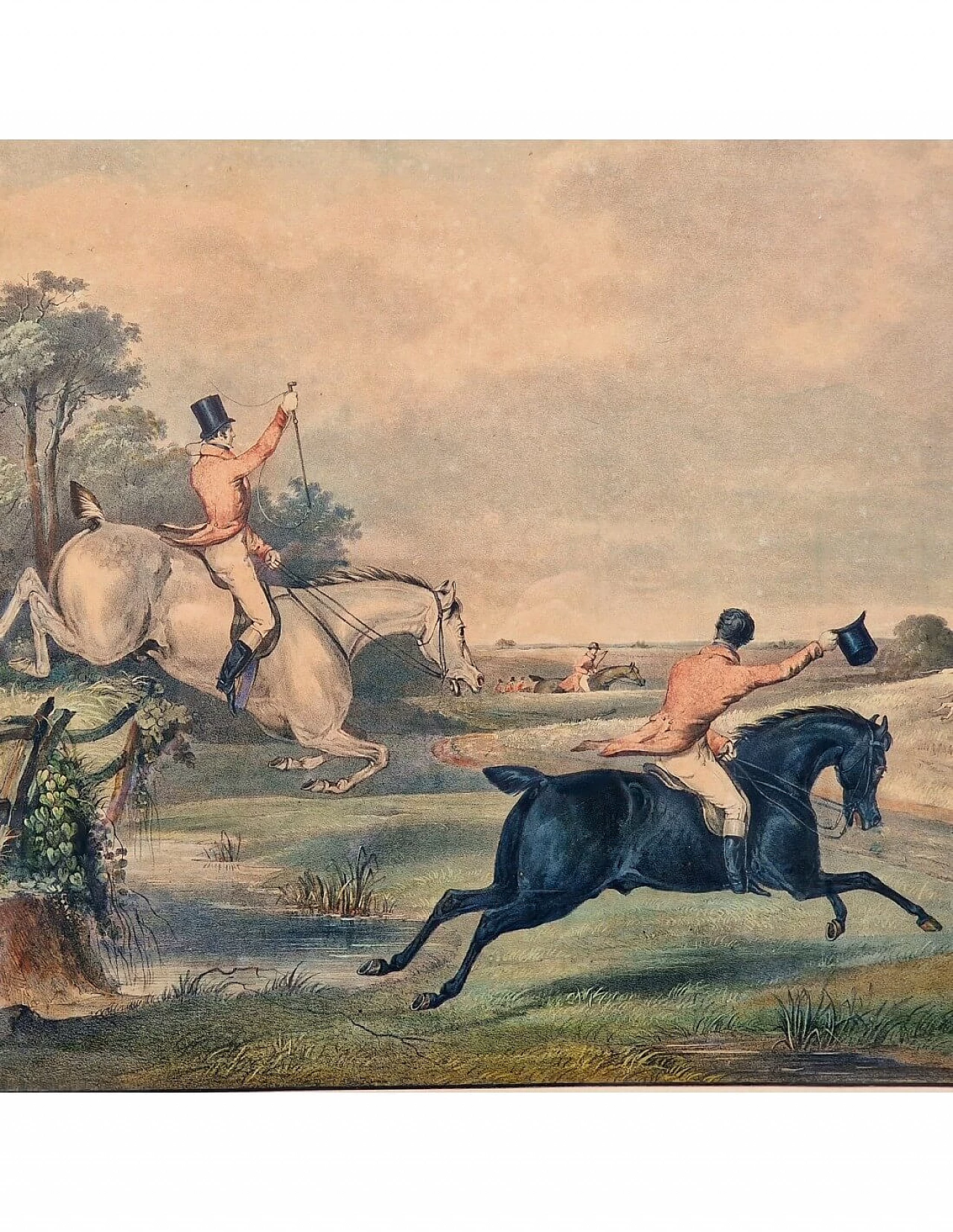 4 Incisioni ad acquatinta con caccia alla volpe di H. T. Alken, metà '800 2