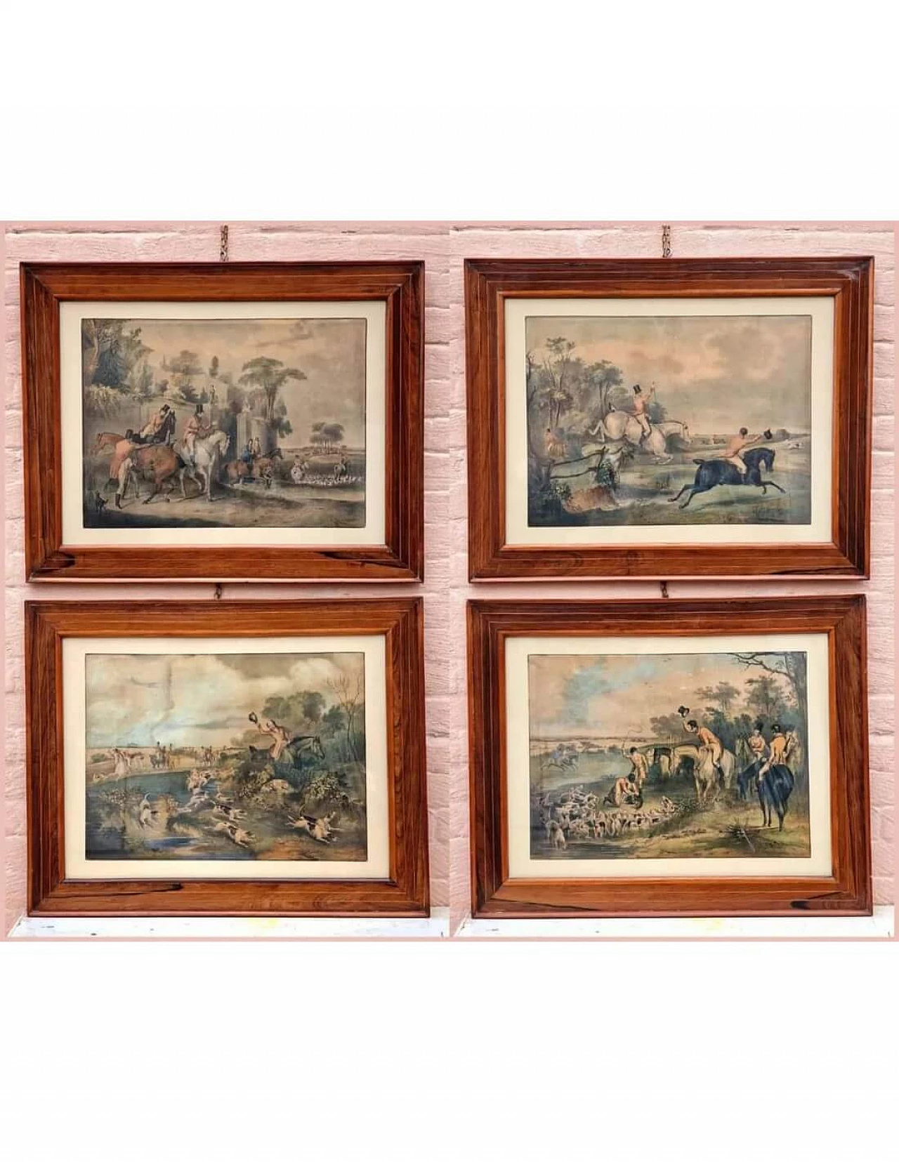 4 Incisioni ad acquatinta con caccia alla volpe di H. T. Alken, metà '800 11