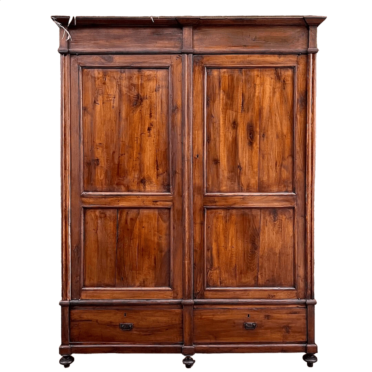 Walnut wardrobe with two doors and two drawers, 19th century 9