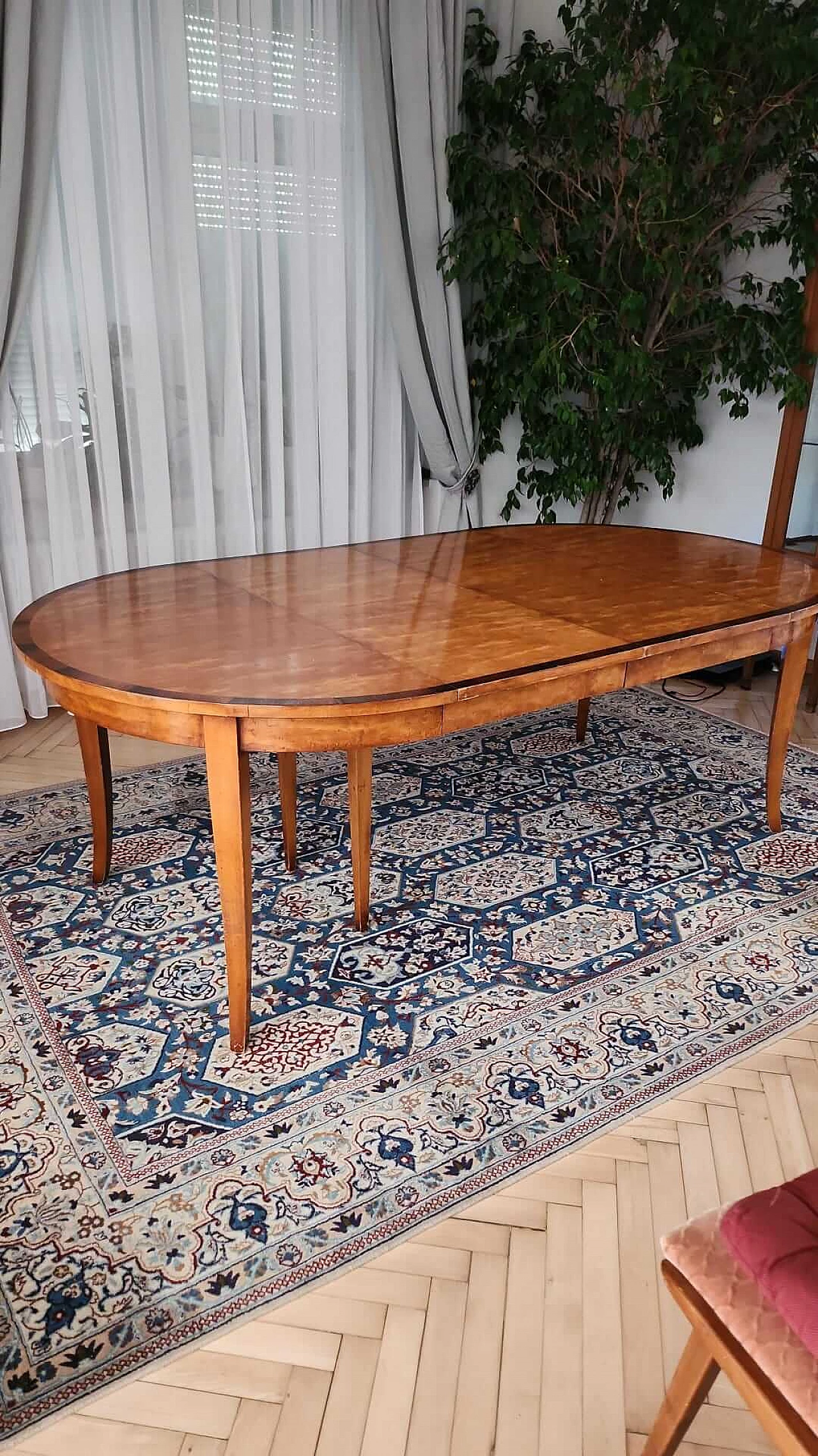 Tavolo Biedermeier allungabile in ciliegio e radica di betulla, '800 21