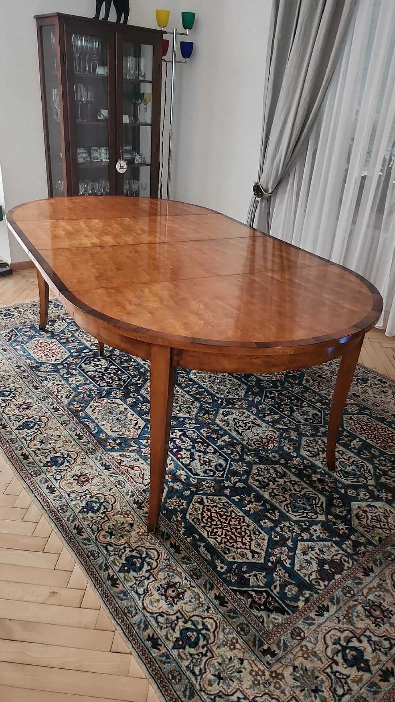 Tavolo Biedermeier allungabile in ciliegio e radica di betulla, '800 22