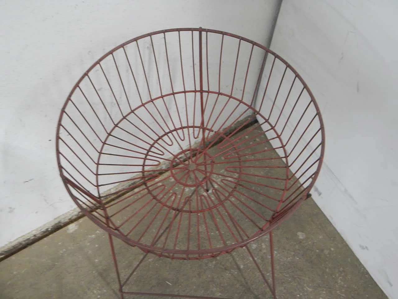 Pair of red plastic-coated metal display baskets, 1960s 8