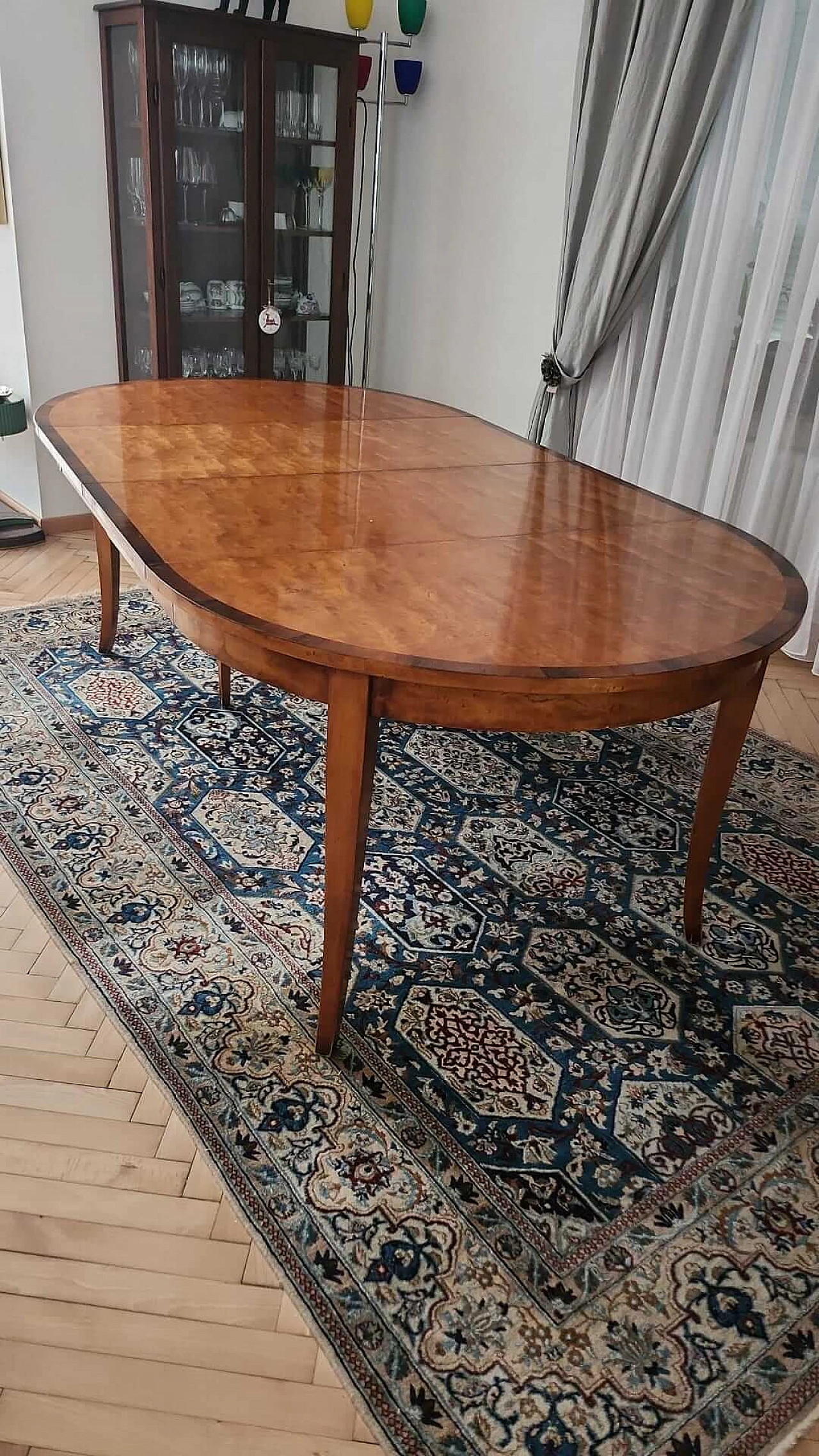 Tavolo Biedermeier allungabile in ciliegio e radica di betulla, '800 23