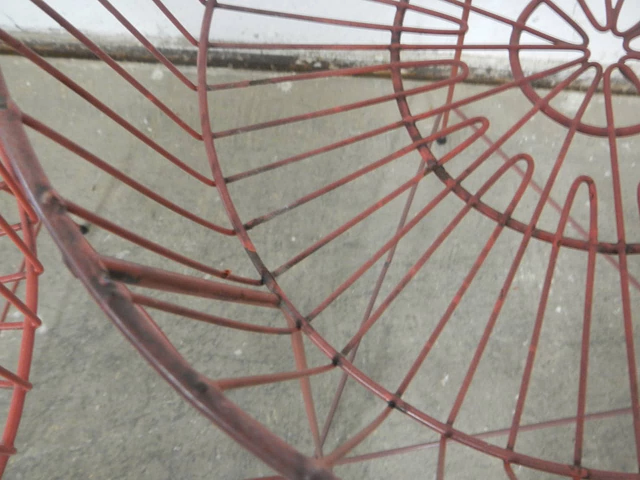 Pair of red plastic-coated metal display baskets, 1960s 10