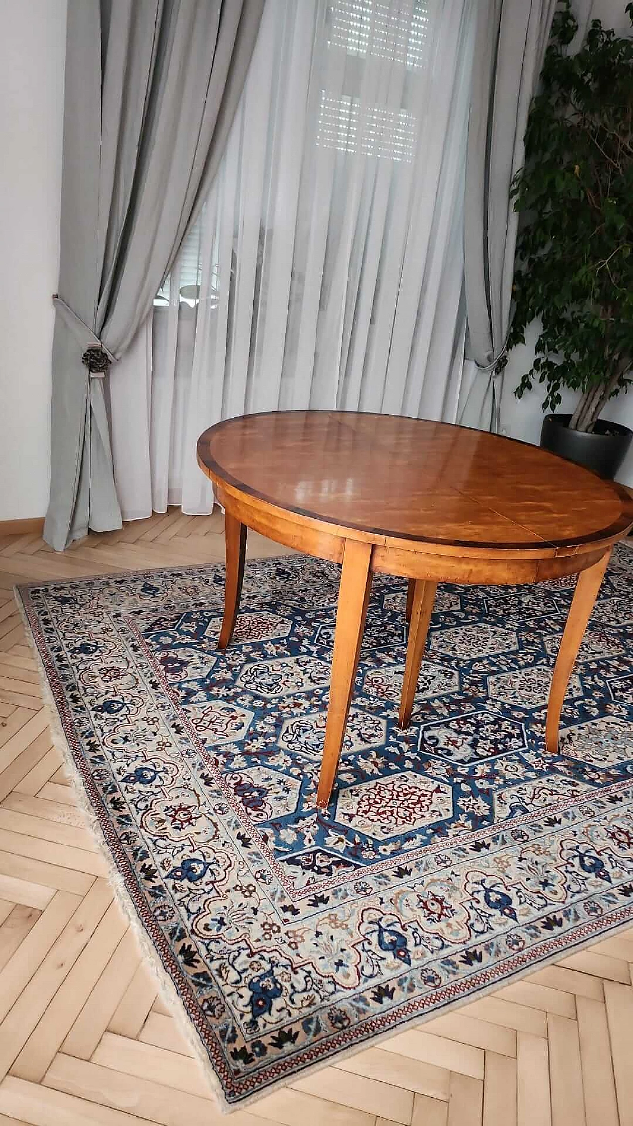 Tavolo Biedermeier allungabile in ciliegio e radica di betulla, '800 25