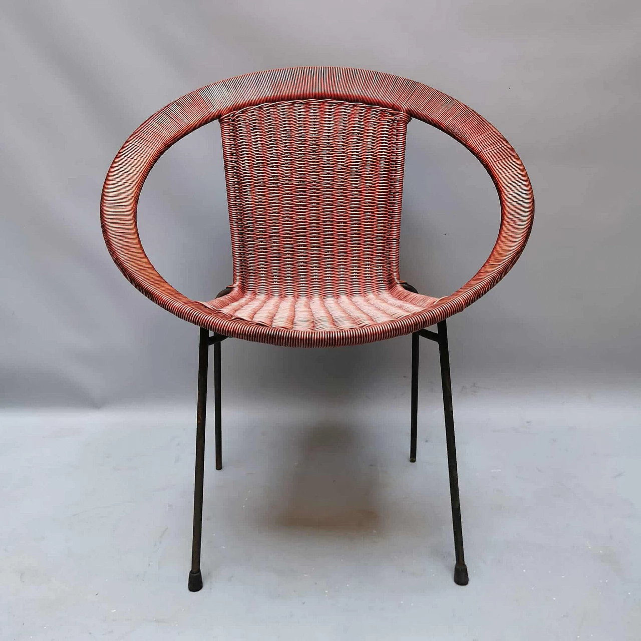 Pair of varnished wicker outdoor armchairs, 1970s 2