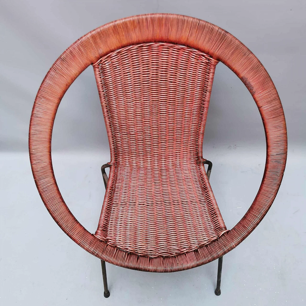 Pair of varnished wicker outdoor armchairs, 1970s 3