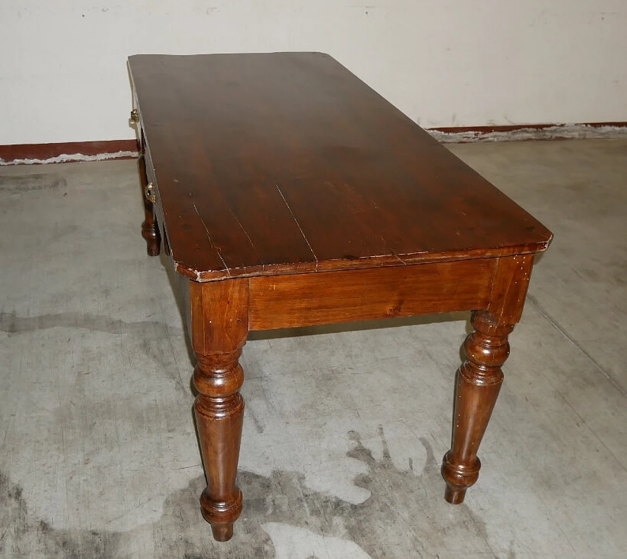 Wild poplar table with drawers, early 20th century 6