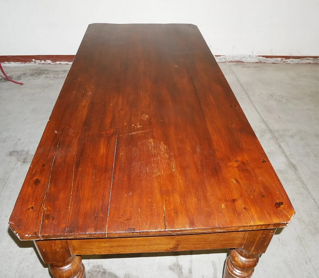 Wild poplar table with drawers, early 20th century 7