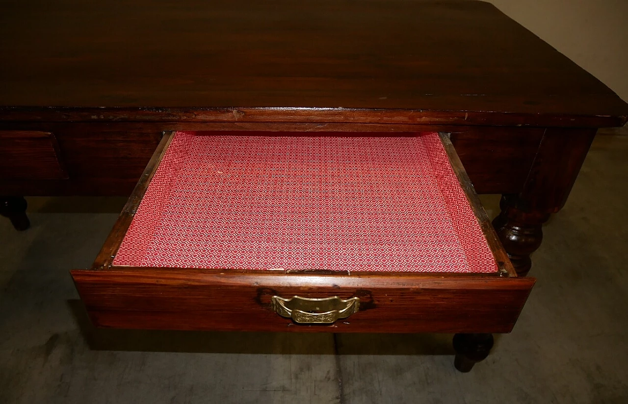 Wild poplar table with drawers, early 20th century 8