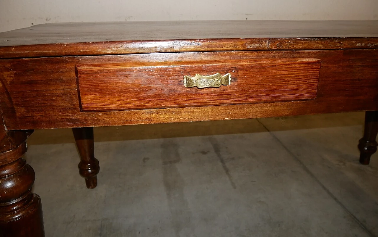 Wild poplar table with drawers, early 20th century 9