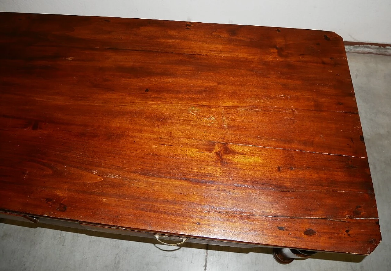 Wild poplar table with drawers, early 20th century 10