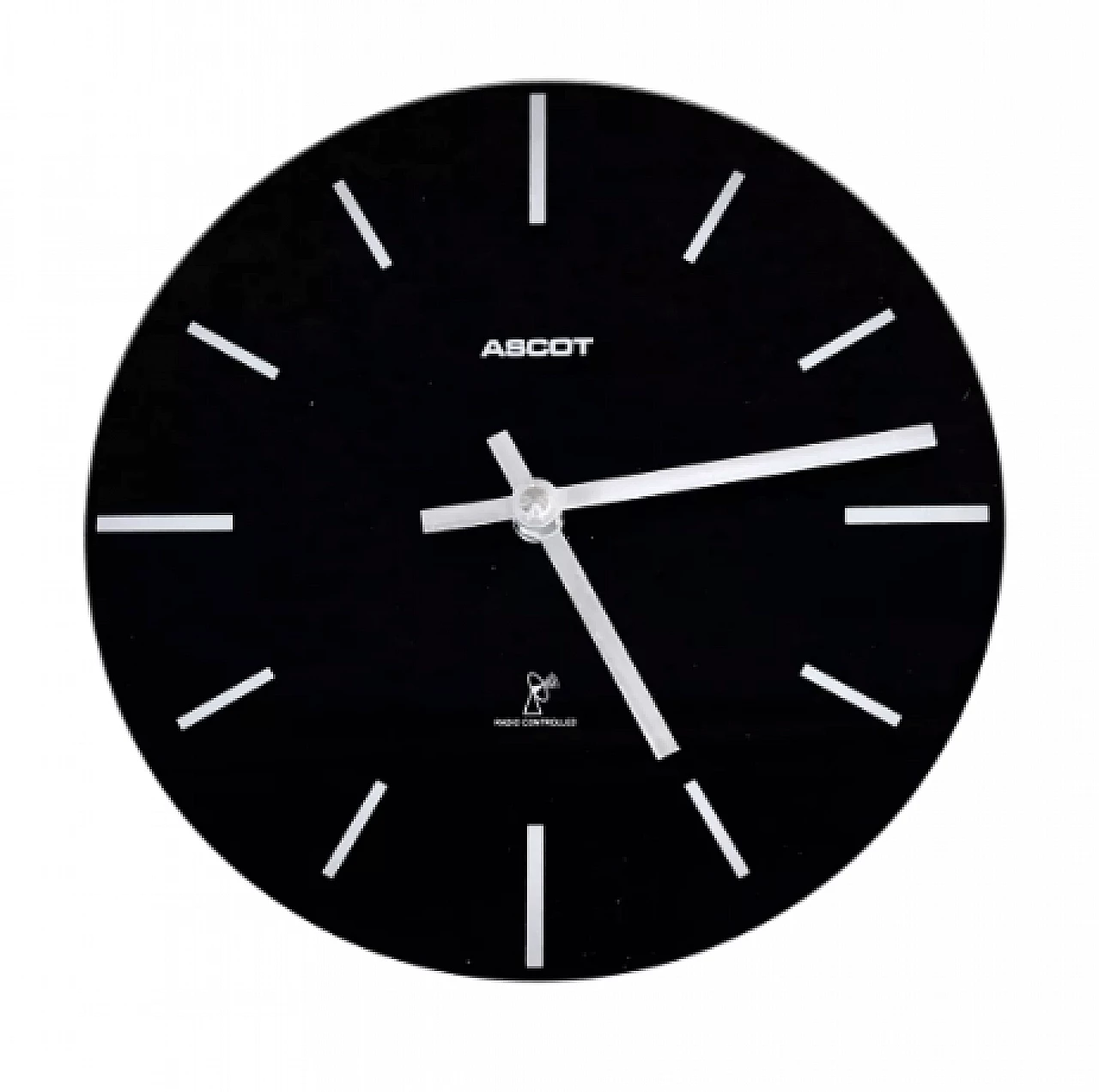 Black glass and steel Ascot wall clock, 1990s 3