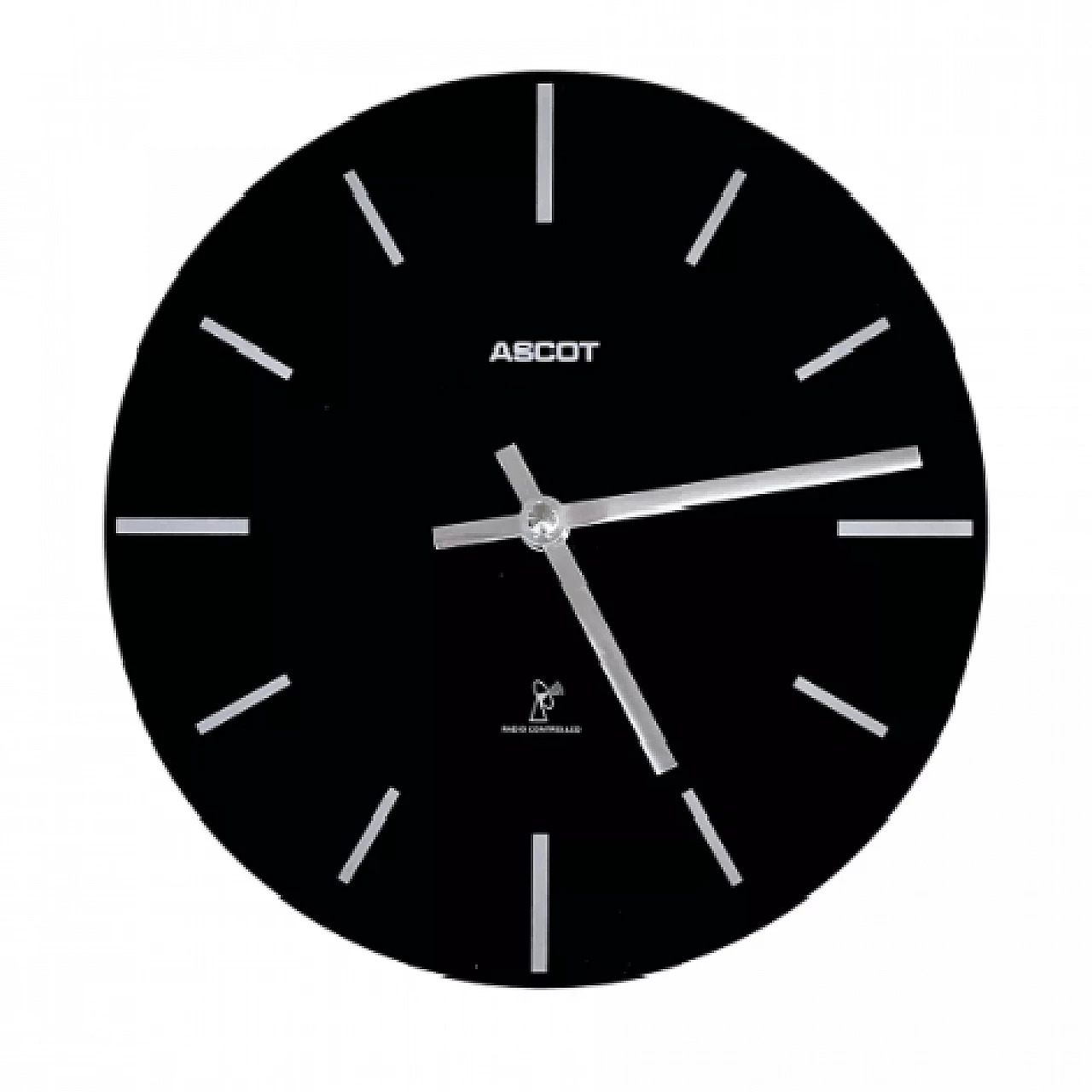 Black glass and steel Ascot wall clock, 1990s 4