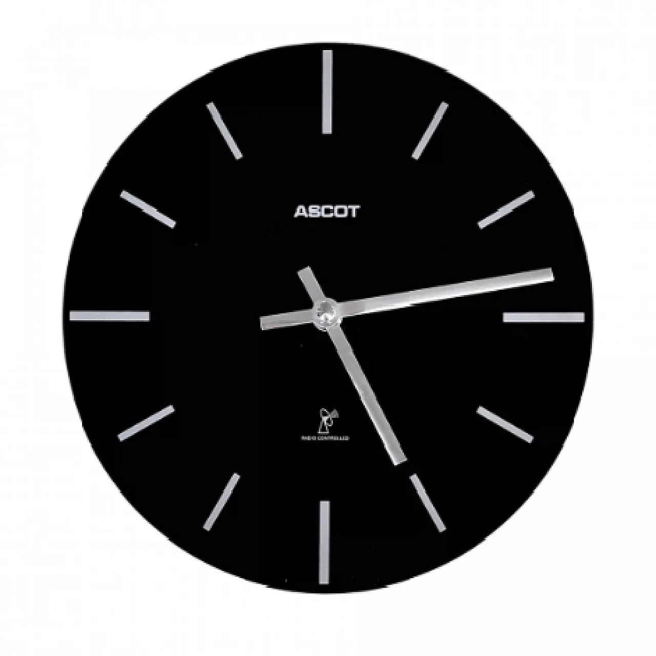 Orologio da parete Ascot in vetro nero e acciaio, anni '90 4