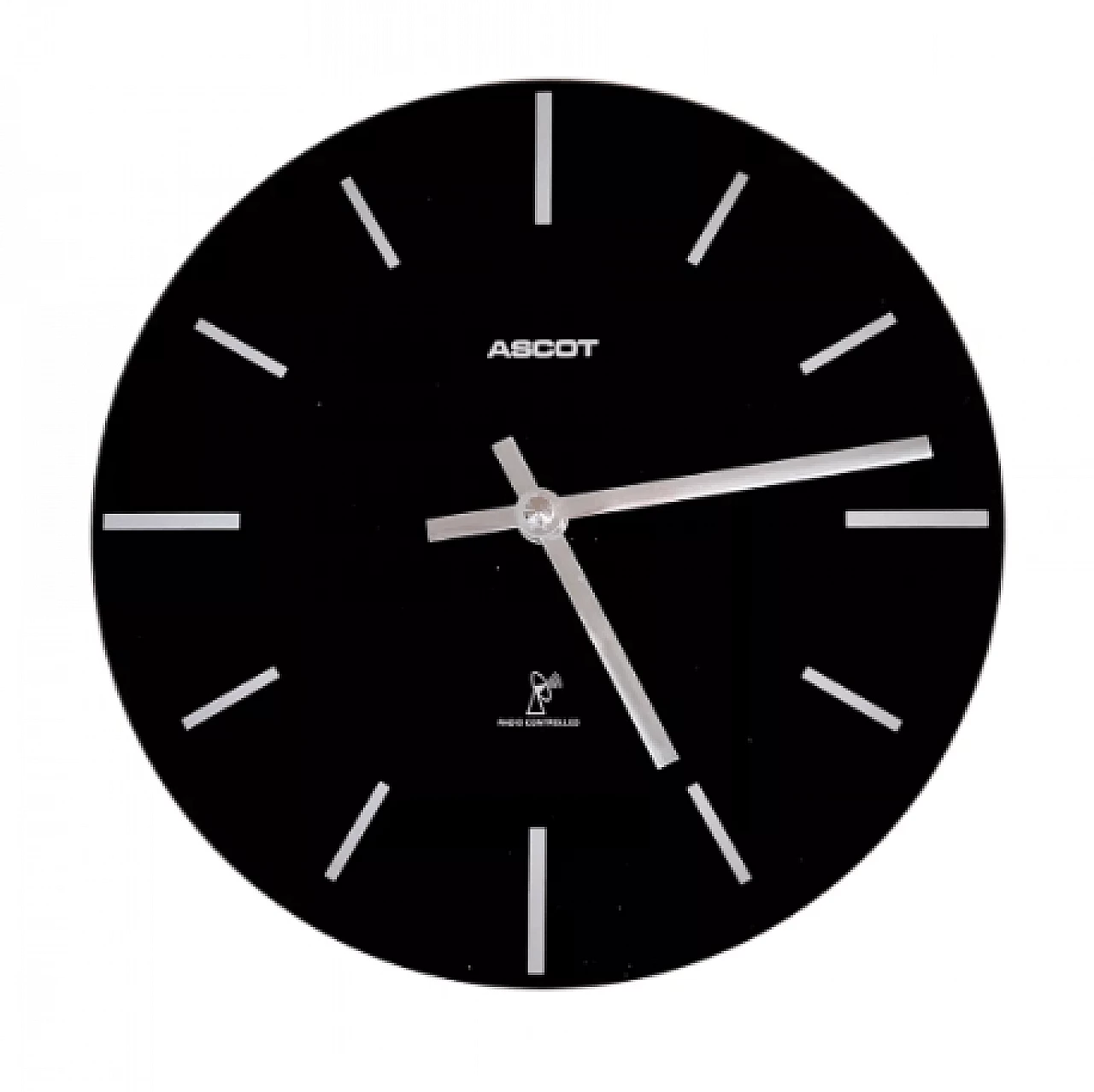 Black glass and steel Ascot wall clock, 1990s 5