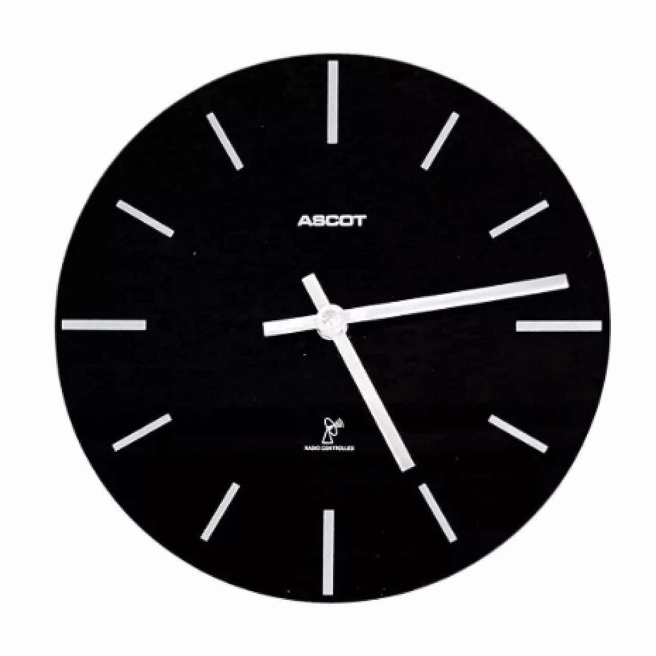 Black glass and steel Ascot wall clock, 1990s 6