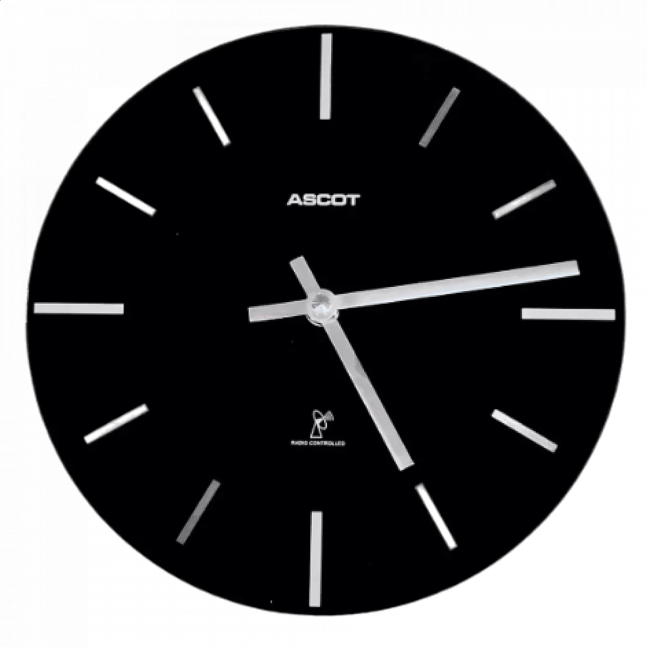 Black glass and steel Ascot wall clock, 1990s 9