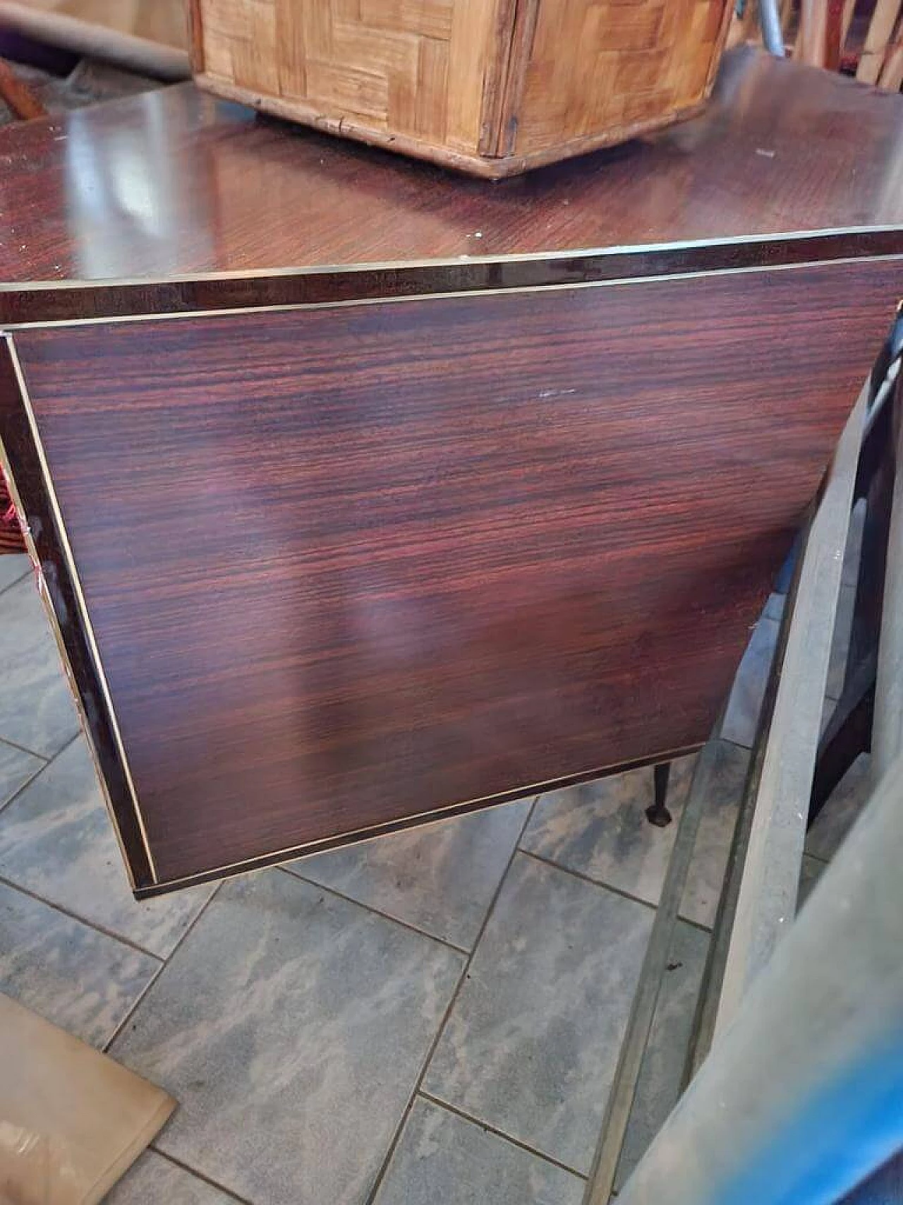 Wood and laminate corner bar cabinet, 1950s 17