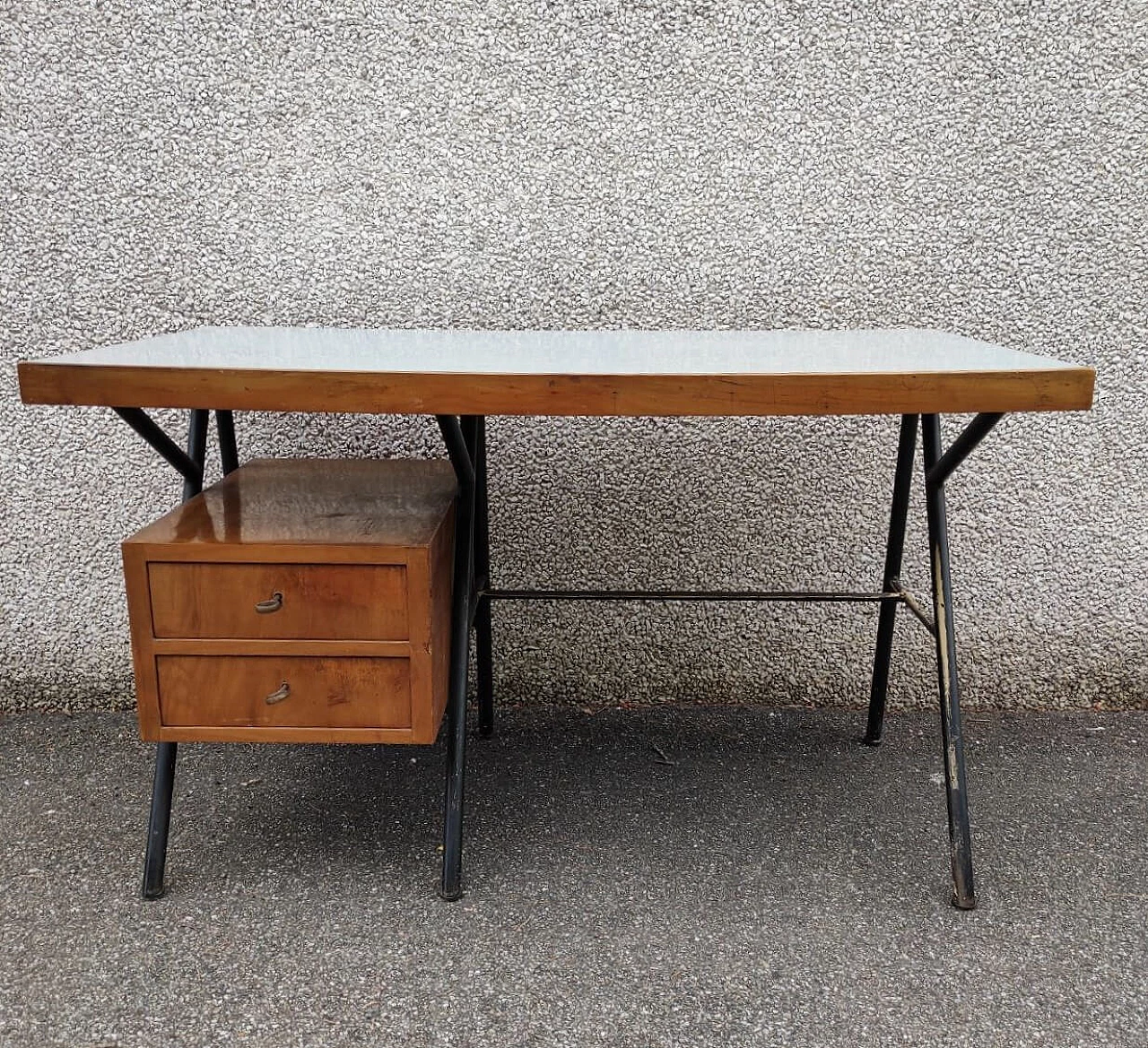 Metal, wood and formica desk by Russo, 1950s 4