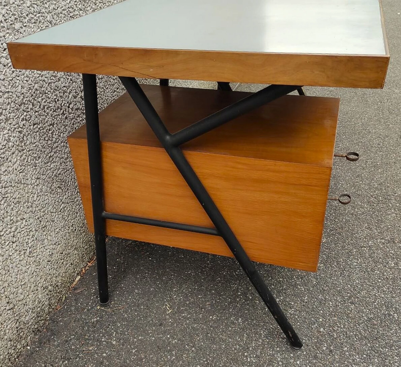 Metal, wood and formica desk by Russo, 1950s 6