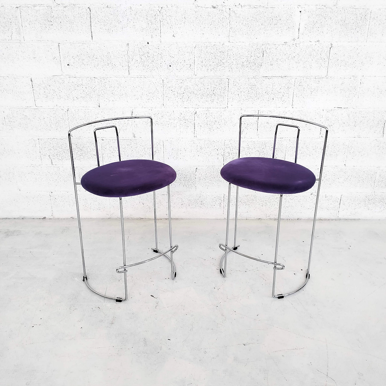 Pair of Gaja chrome-plated steel stools by K. Takahama for Simon Gavina, 1970s 3
