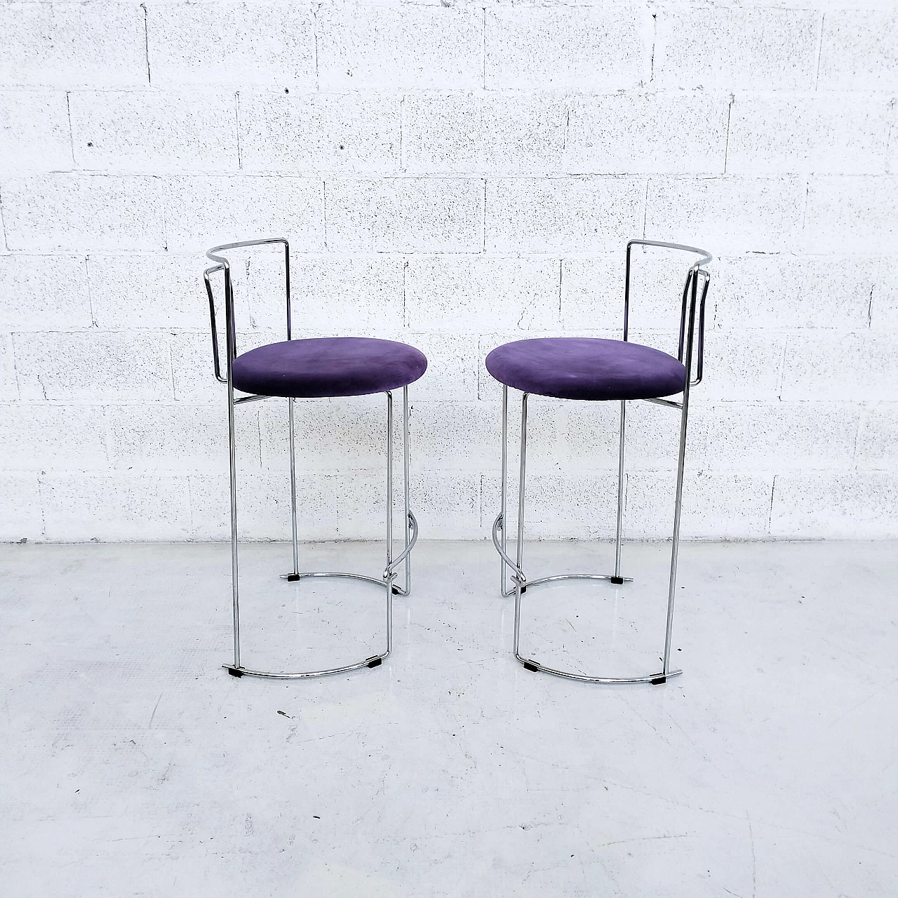 Pair of Gaja chrome-plated steel stools by K. Takahama for Simon Gavina, 1970s 8