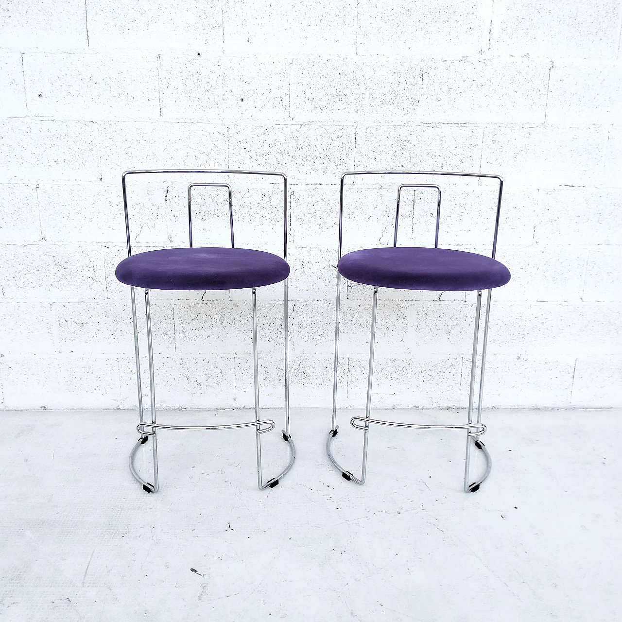 Pair of Gaja chrome-plated steel stools by K. Takahama for Simon Gavina, 1970s 10