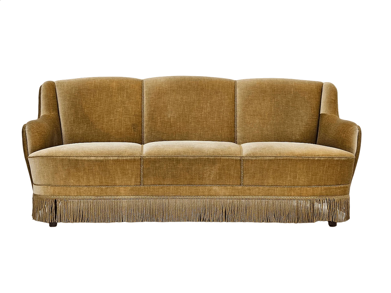 Danish Banana three-seater sofa in green velvet, 1970s 16