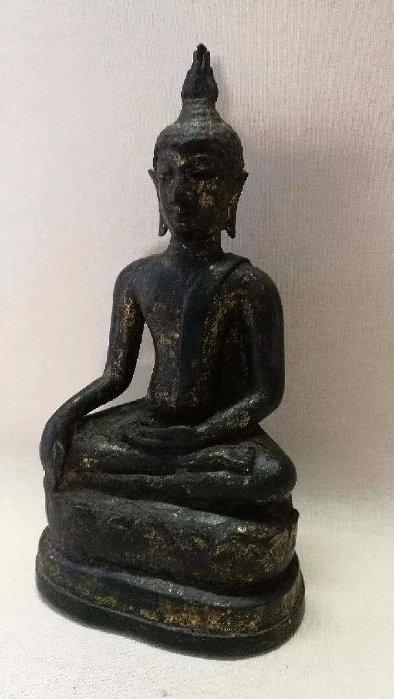 Scultura siamese di Buddha in bronzo, '700 1