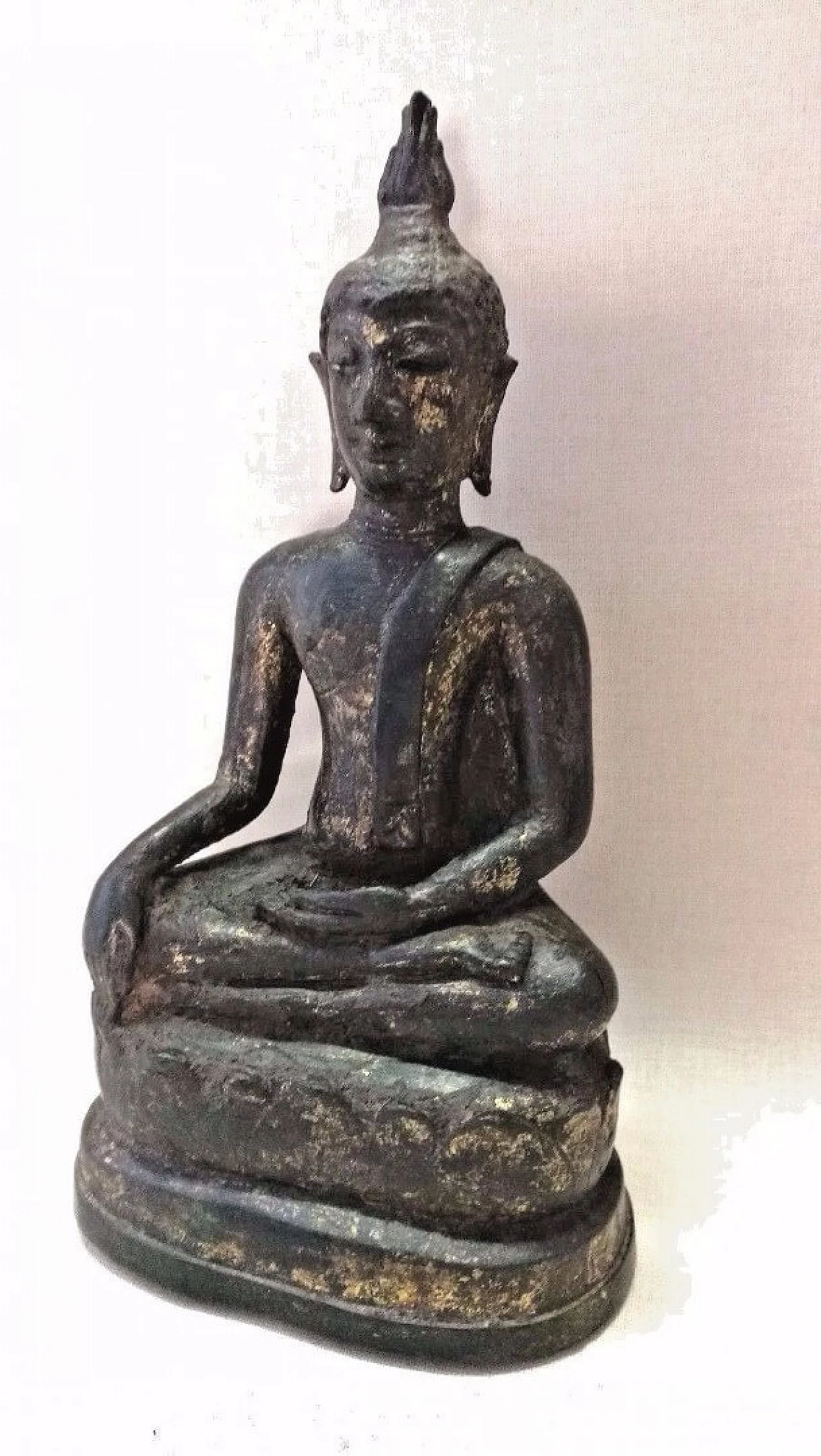 Scultura siamese di Buddha in bronzo, '700 8