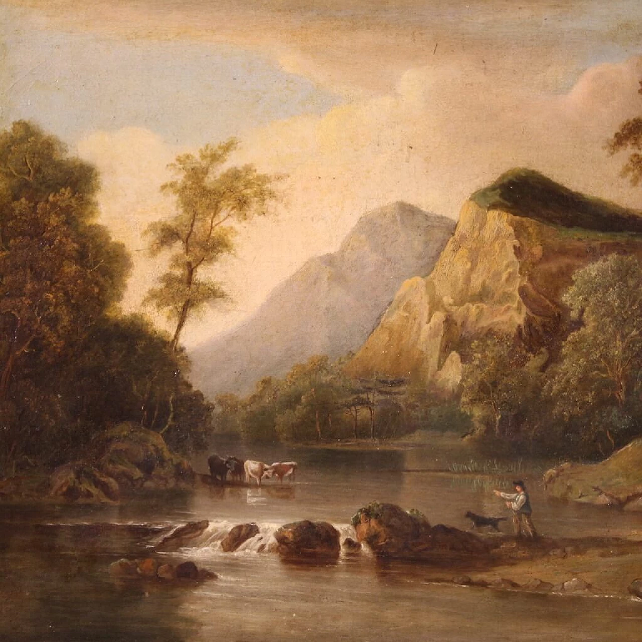 Bucolic landscape, oil on canvas, second half of the 19th century 2