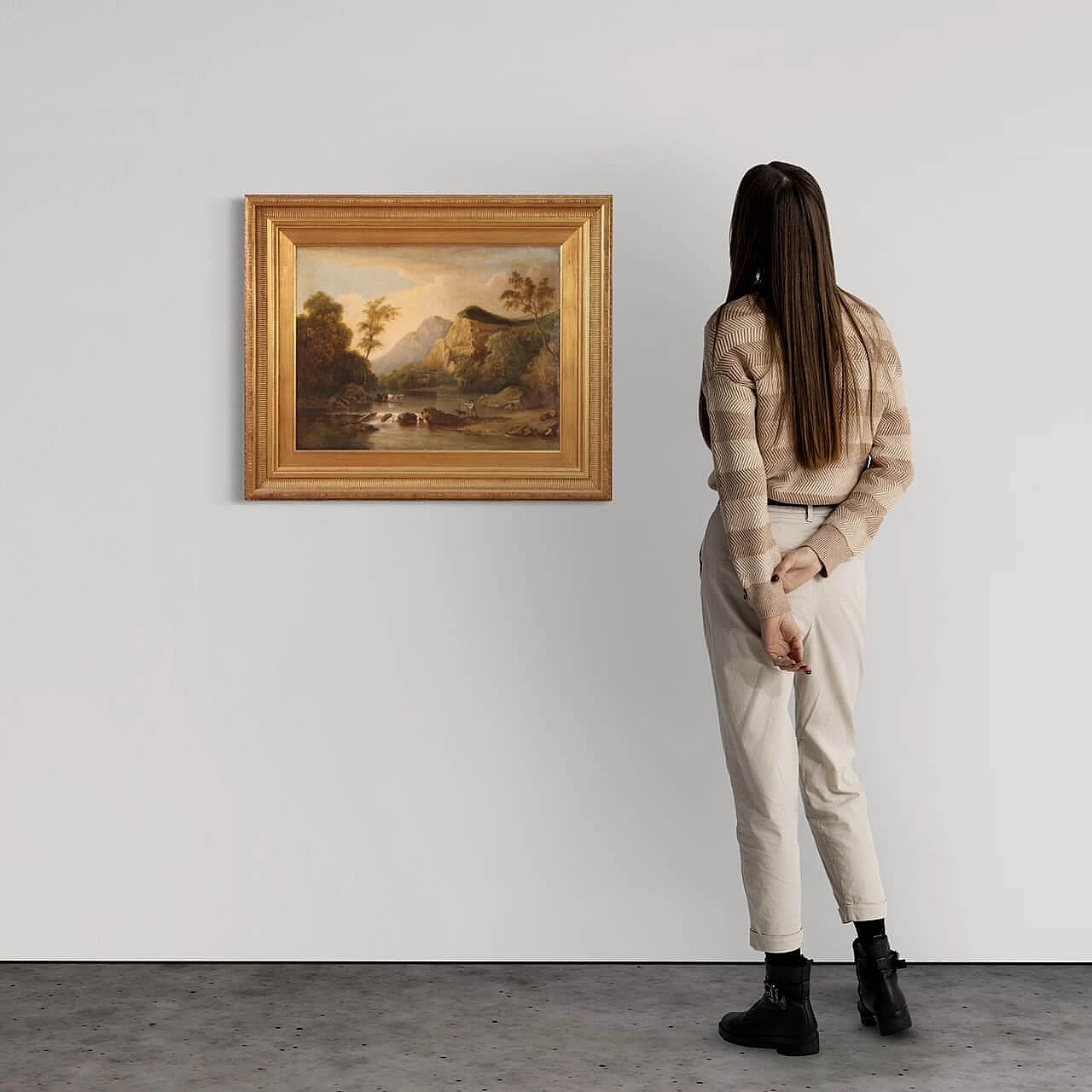 Bucolic landscape, oil on canvas, second half of the 19th century 3