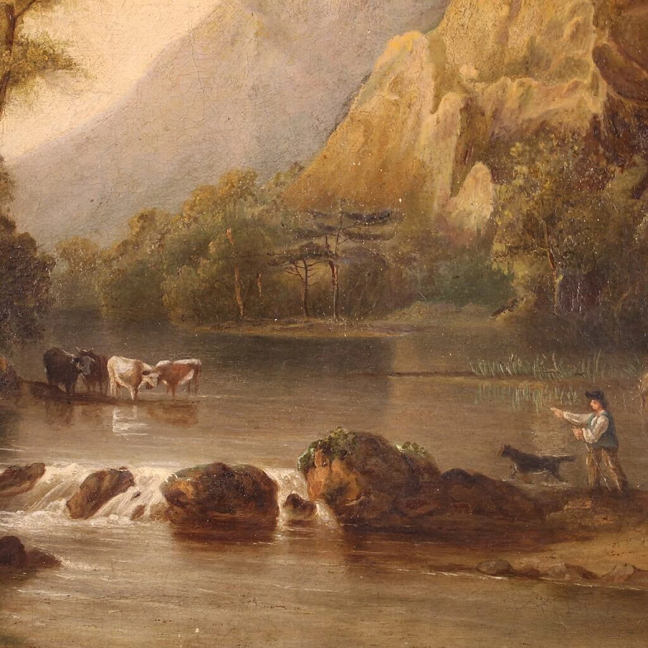 Bucolic landscape, oil on canvas, second half of the 19th century 7