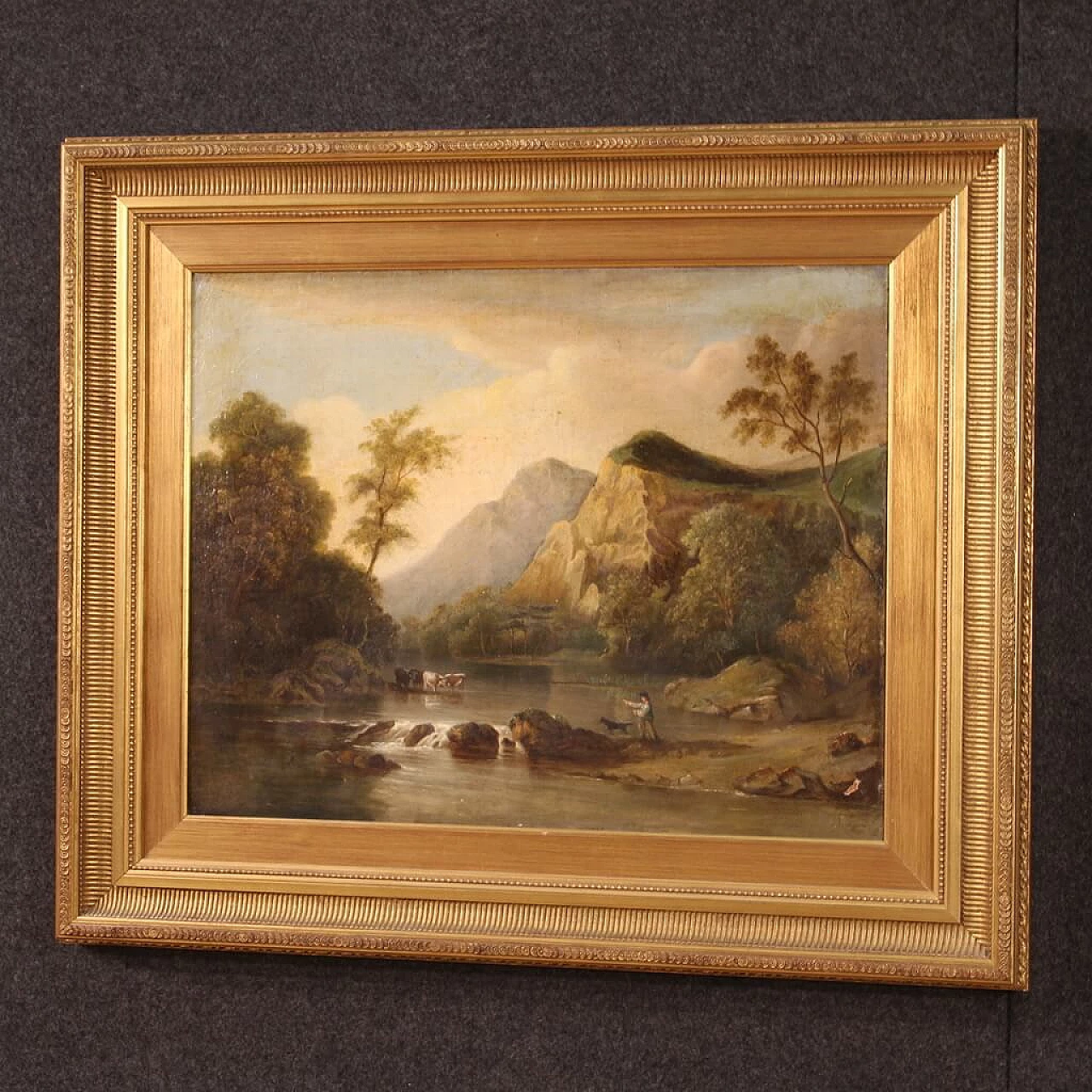 Bucolic landscape, oil on canvas, second half of the 19th century 12