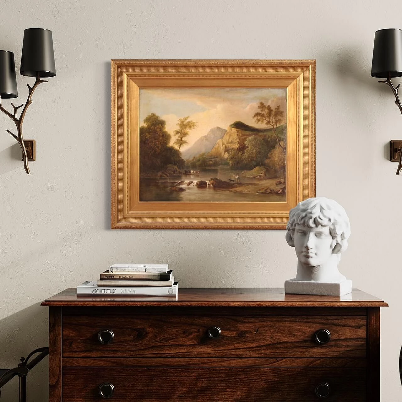 Bucolic landscape, oil on canvas, second half of the 19th century 15