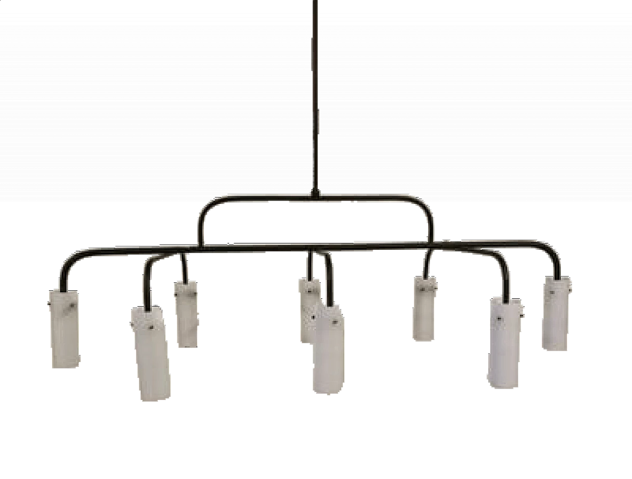 Eight-light painted metal and glass chandelier, 1950s 12