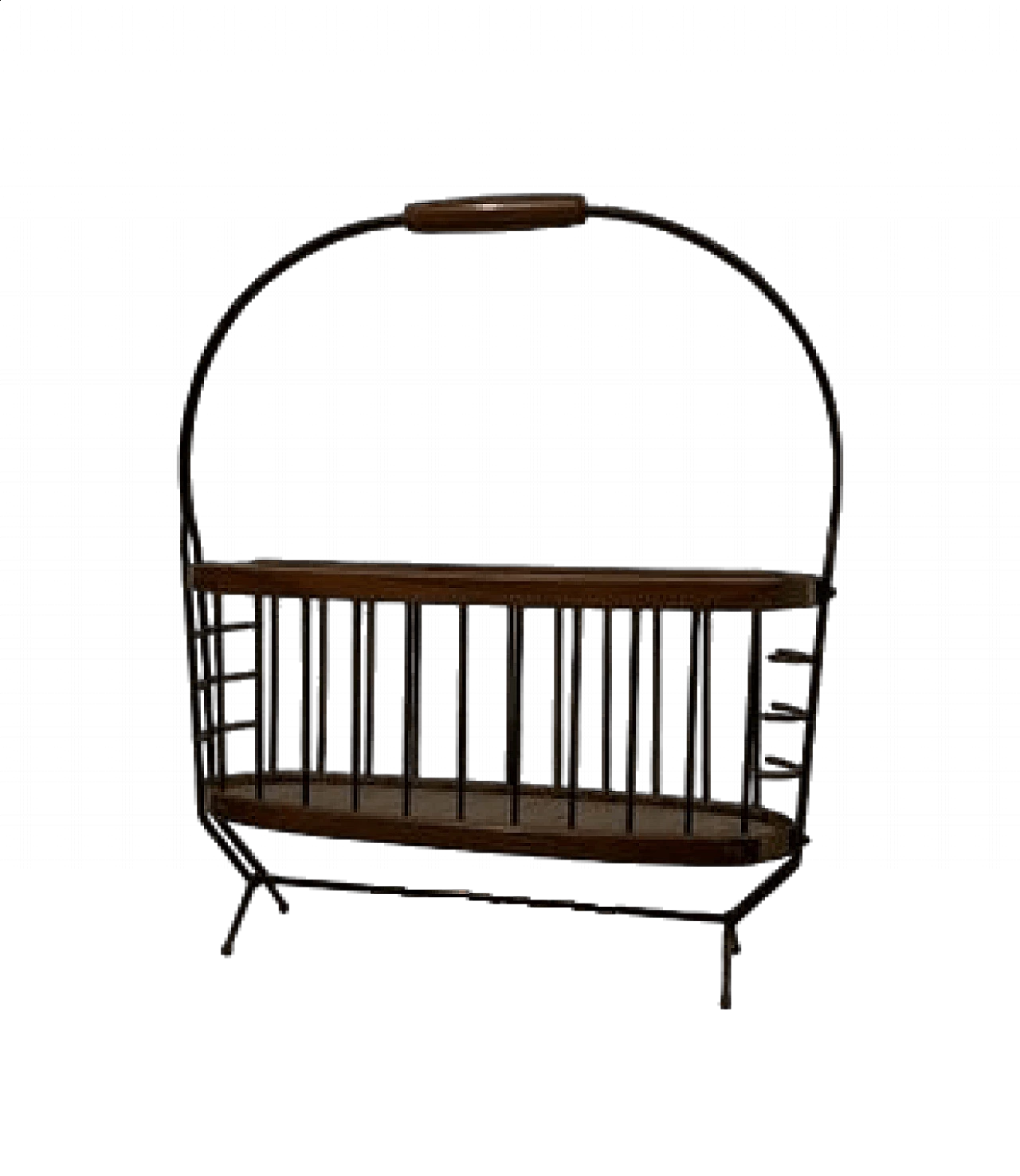 Teak, metal and brass magazine rack, 1960s 7