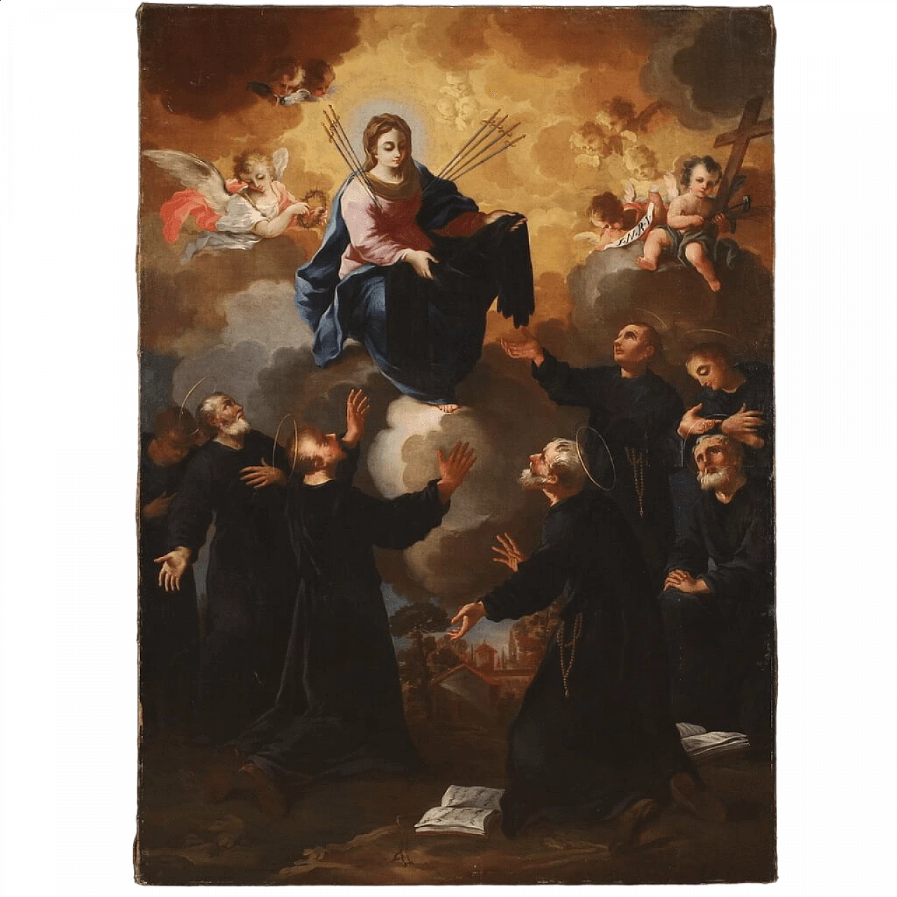 Madonna and founders of the Order of Servants of Mary, oil painting on canvas, mid-18th century 4