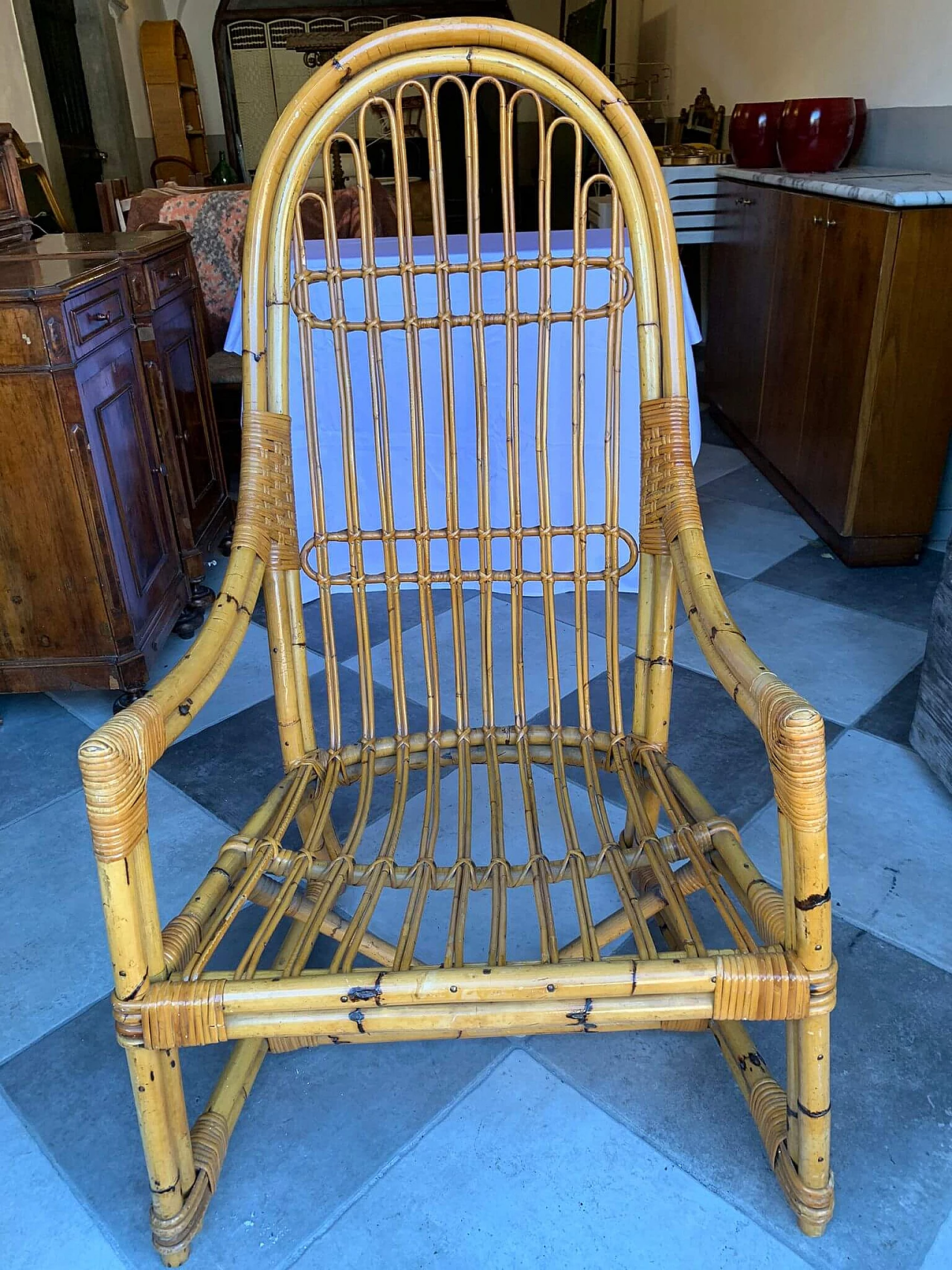 Poltroncina in rattan di Vittorio Bonacina, anni '60 1