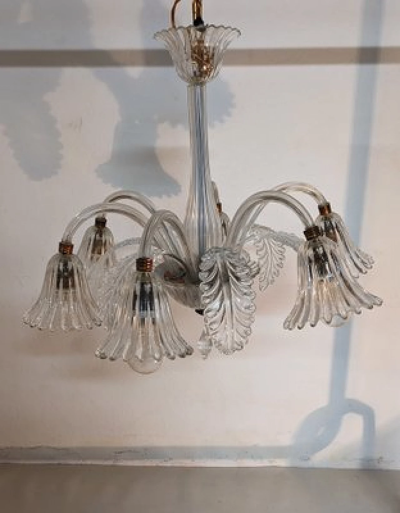 Murano glass chandelier by Barovier with 6 lights, 1950s 1