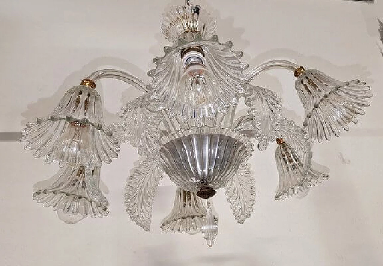 Murano glass chandelier by Barovier with 6 lights, 1950s 3