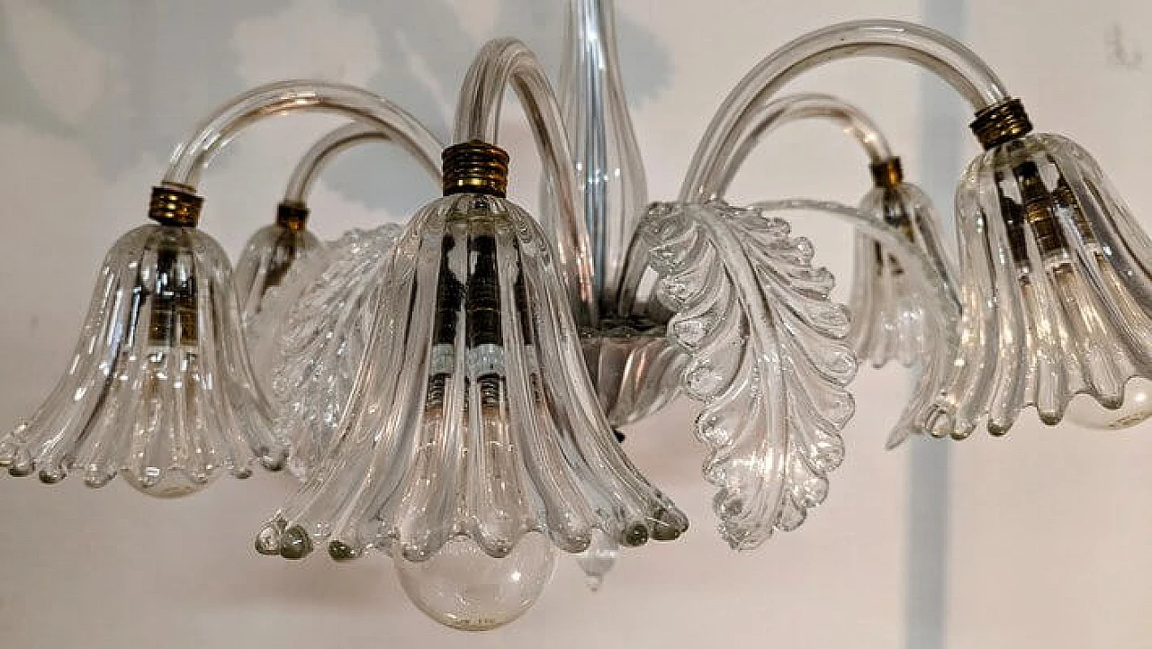 Murano glass chandelier by Barovier with 6 lights, 1950s 7