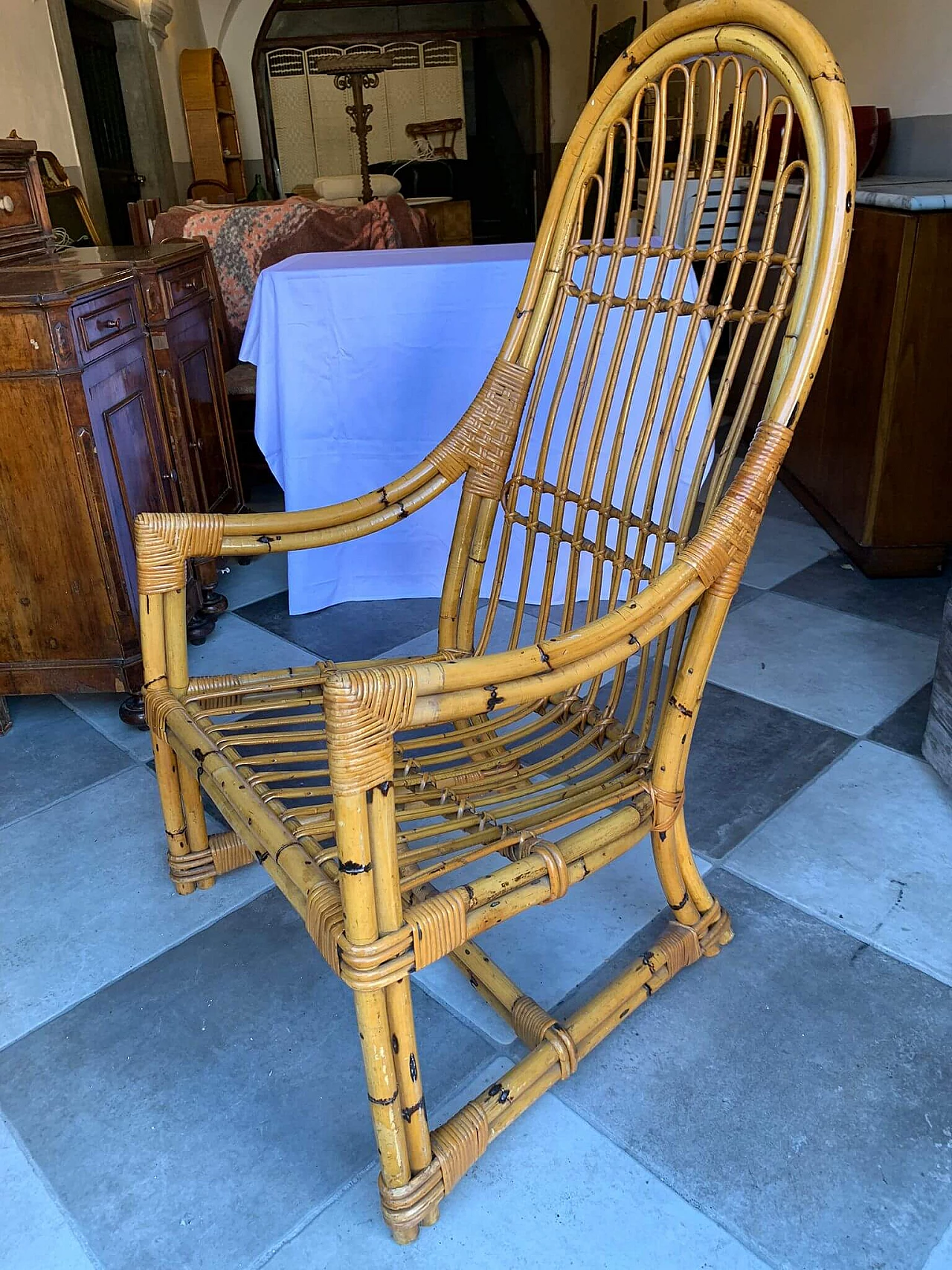 Poltroncina in rattan di Vittorio Bonacina, anni '60 2
