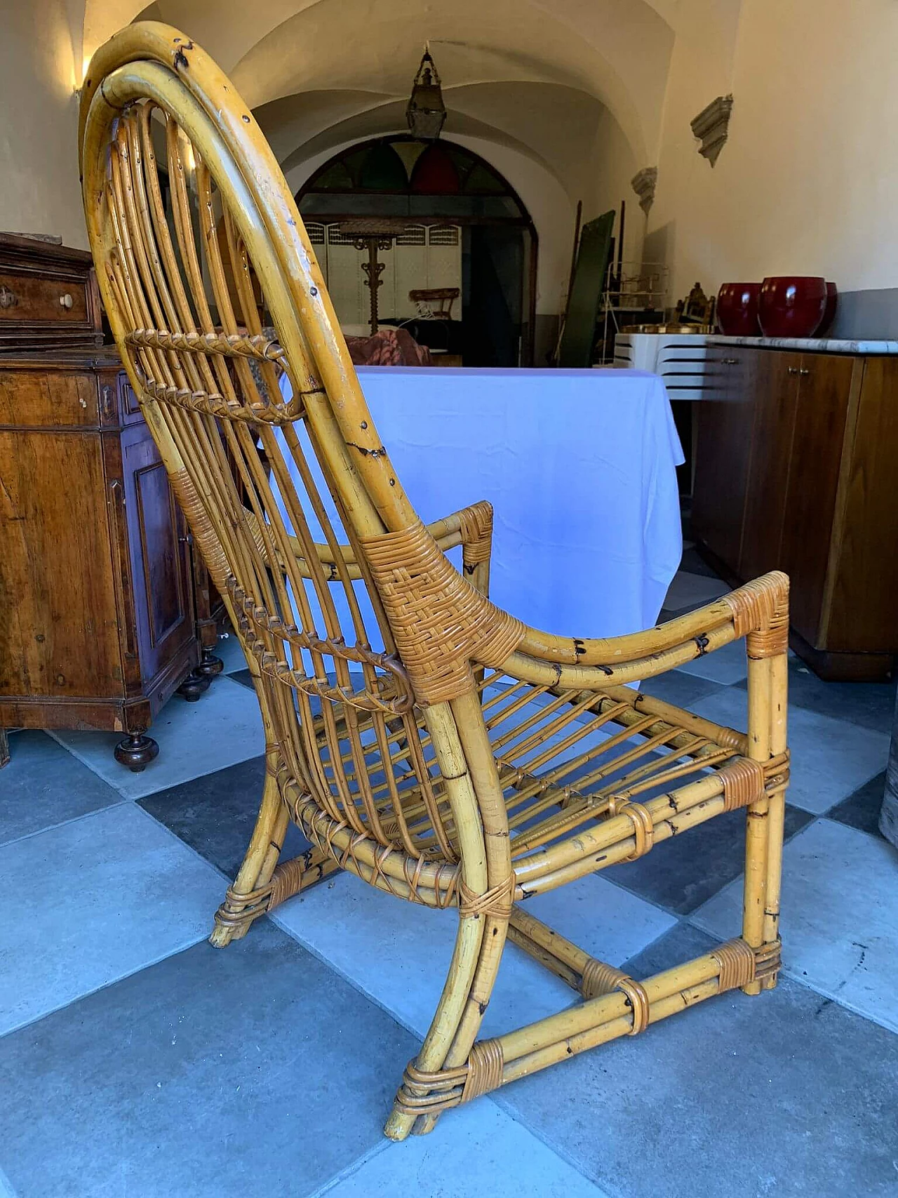 Poltroncina in rattan di Vittorio Bonacina, anni '60 3